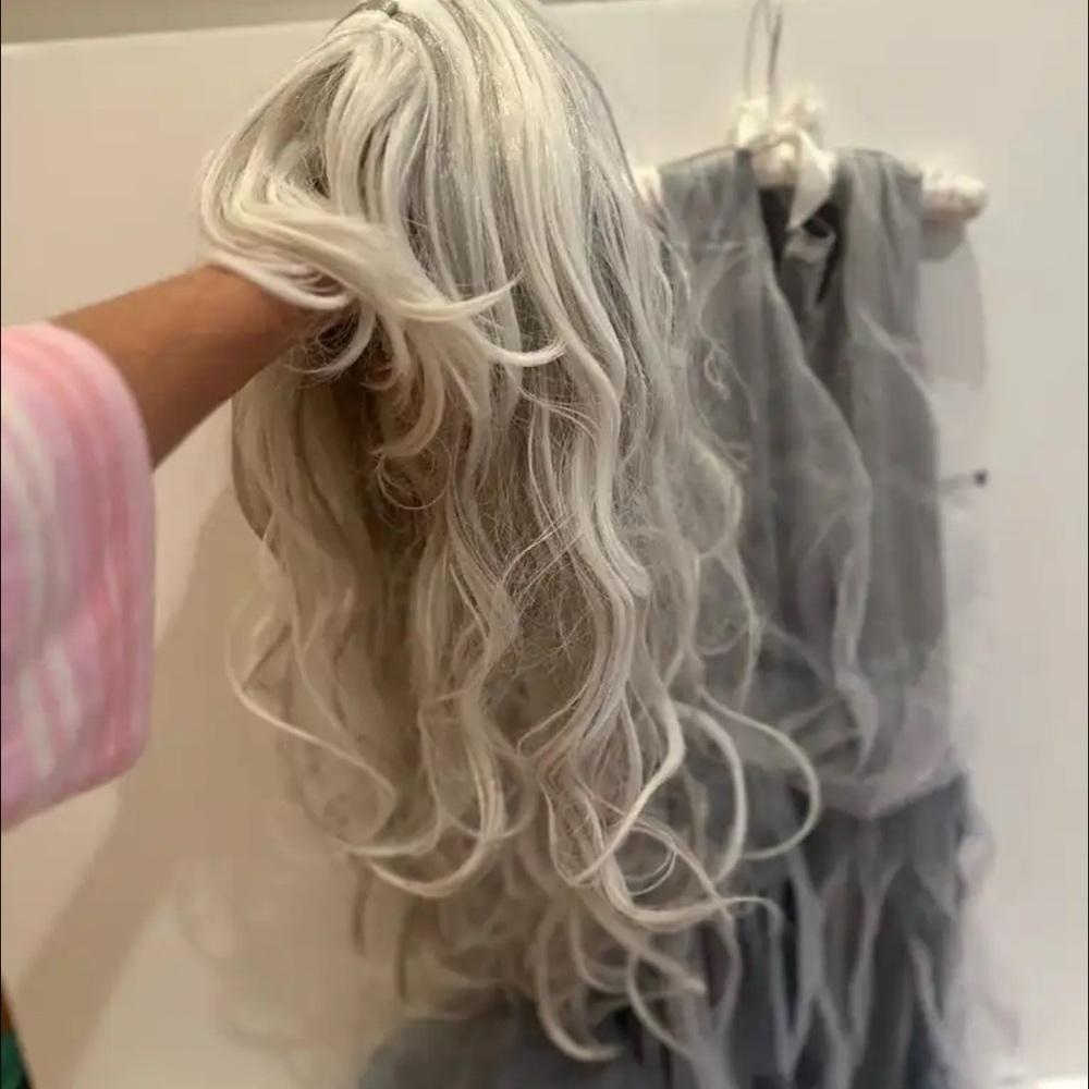 Source Unknown Silver Gray Curly Hair Extension